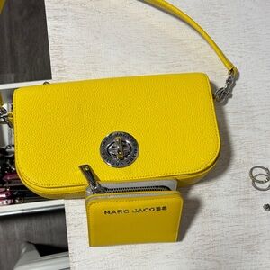 Marc Jacobs Yellow Leather Crossbody with Matching Zip Card Wallet